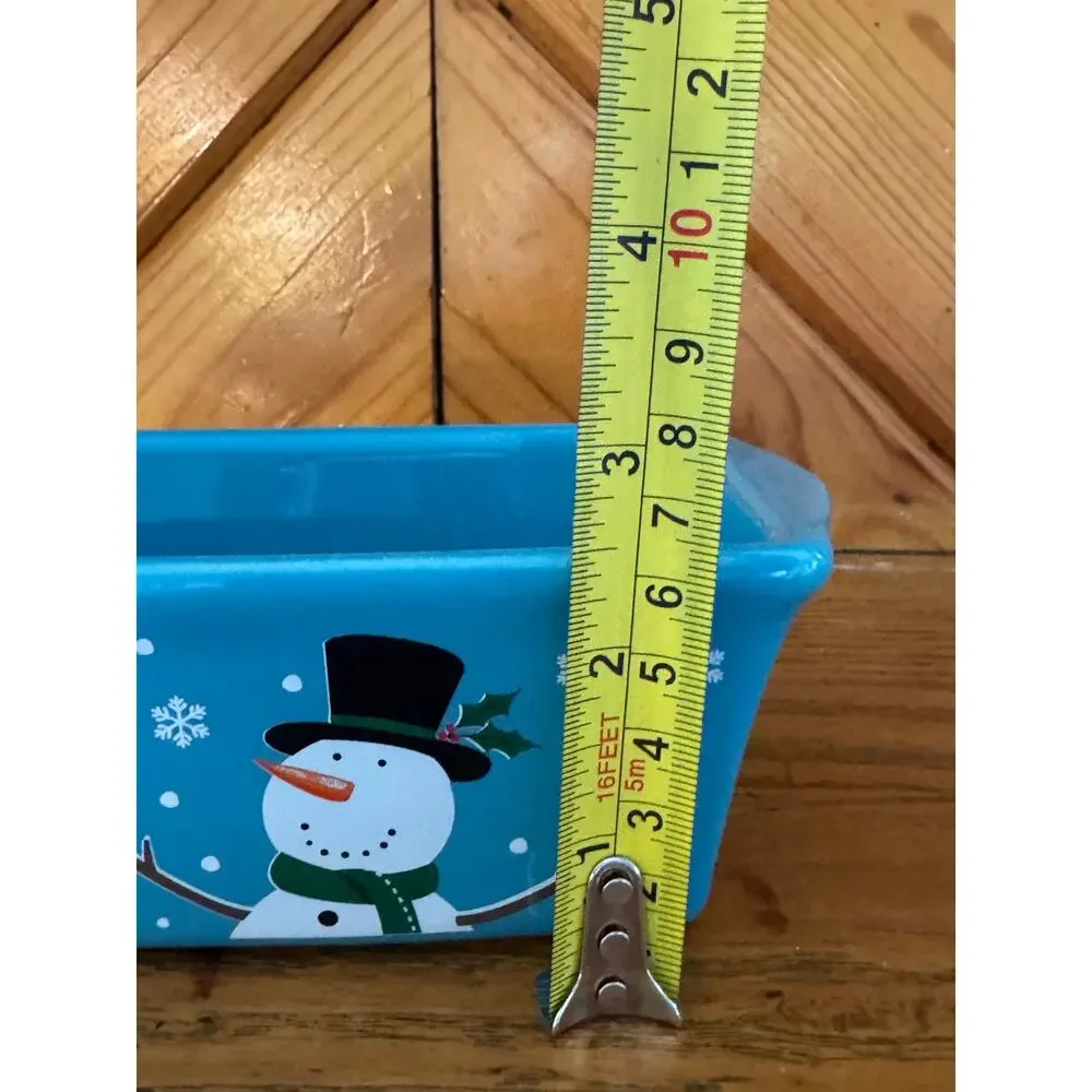Nantucket Snowman Cardinal Mini Loaf Pan Christmas Stoneware Baker Dish